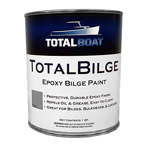 TotalBoat TotalBilge Epoxy Based Bilge Paint for Boat Bilges, Bulkheads, Engine Rooms and Locker Areas (Gray, Quart), 32 Fl Oz (Pack of 1)