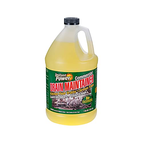 Instant Power Commercial Drain Maintainer - Liquid Enzyme Clog Remover, Cleans and Deodorizes, Reduces Drain Blockages, 1 Gal