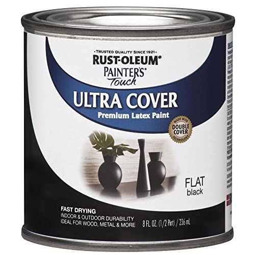 Rust-Oleum 1976730 Painter's Touch Latex Paint, Half Pint, Flat Black, 8 Fl Oz (Pack of 1)