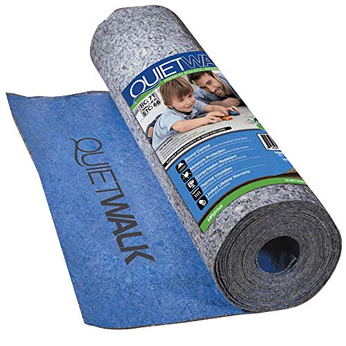 QuietWalk Laminate and Floating Wood Flooring Underlayment with Attached Vapor Barrier- Sound Reduction, Compression Resistant, Moisture Protection 3'Wx33'4'L Roll (Covers 100 sq. ft) QW100B1LT