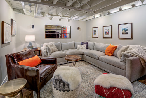 white painted basement ceiling