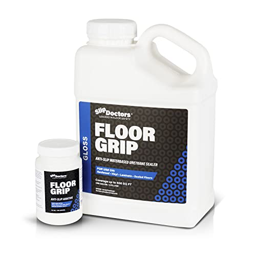 Floor Grip Anti-Slip Floor Finish (Gloss) for Vinyl, Wood, and Laminate – Clear Non-Slip Grip Coating to Fix Slippery Floors and Stairs
