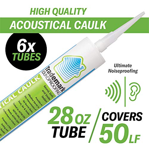 TMS Soundproofing Acoustical Sealant Caulk - Premium Acoustic Sealant, 6 Tubes 28oz Each - Acoustic Caulking Sealant Durable and Long-Lasting
